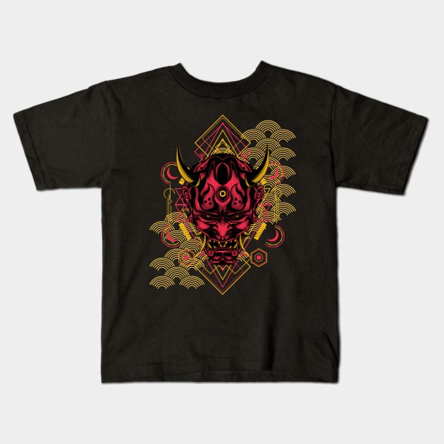 oni mask Kids T-Shirt by TheAwesomeShop